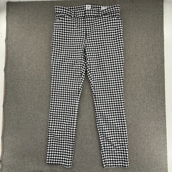 GAP Signature Skinny Ankle Pants Navy & White Plaid Size 8 Mid Rise Viscose Blen - Picture 2 of 15